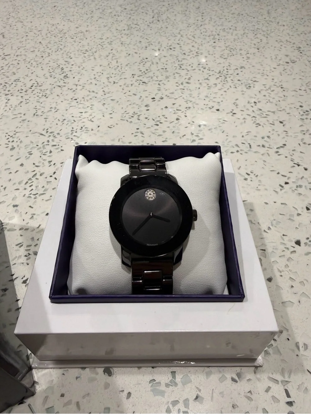 Movado Bold Black Stainless Steel Watch